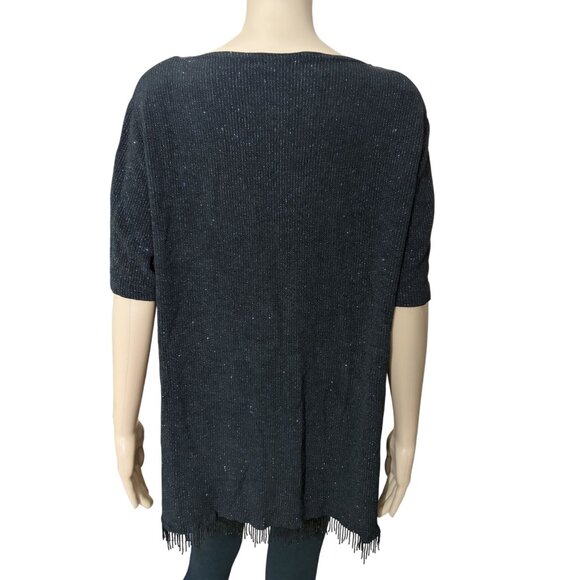 Ronni Nicole Black Blouse with Beaded Tassels and Glitter XL - Picture 4 of 4